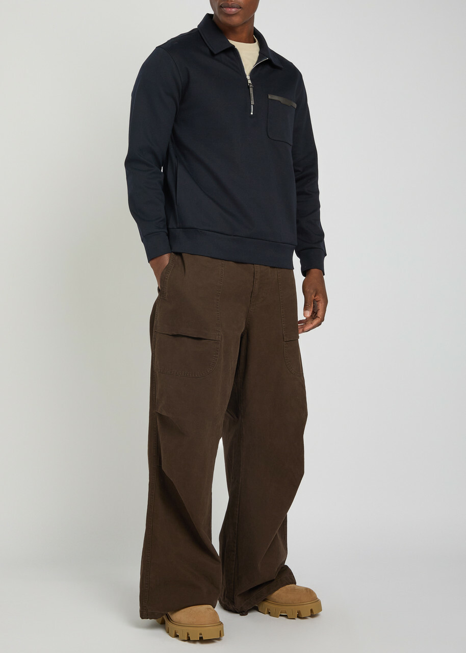 Moncler Patch Pocket Cotton-blend Sweatshirt Navy