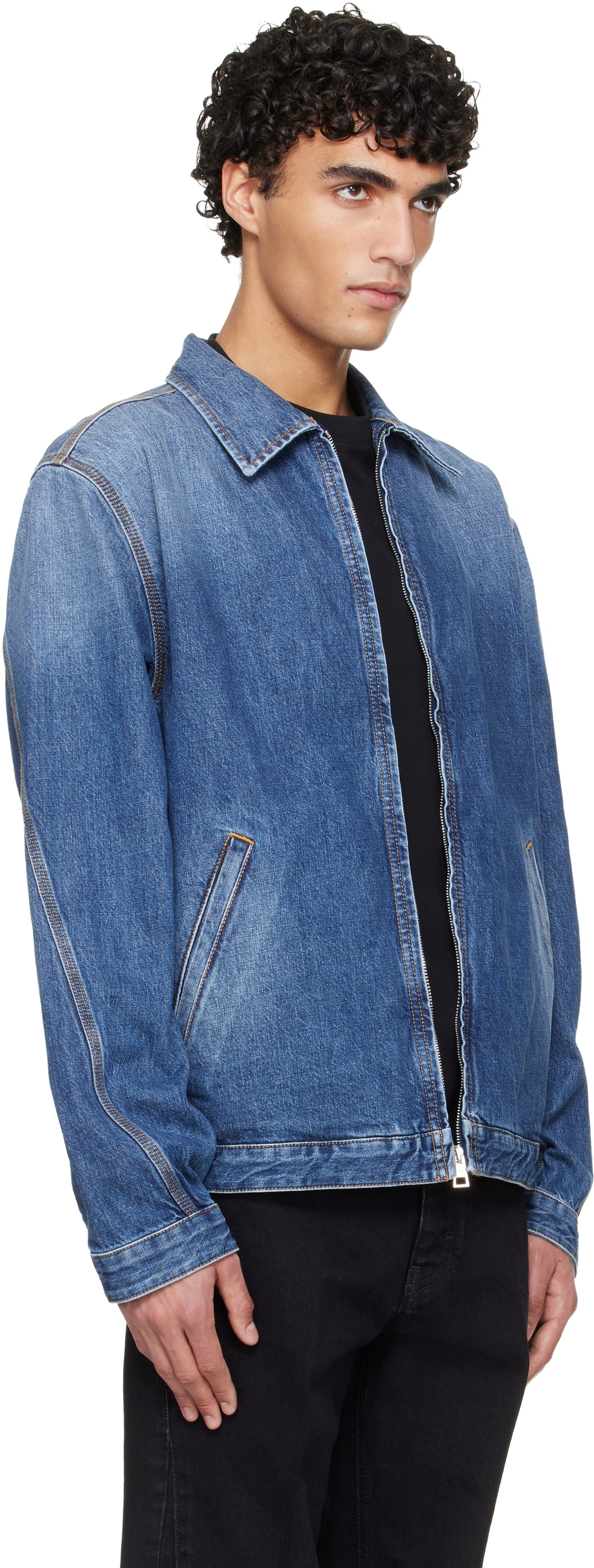 Givenchy Navy Zipped Denim Jacket Givenchy