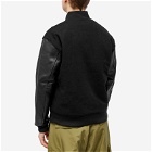 SOPHNET. Men's Leather Sleeve Varsity Jacket in Black