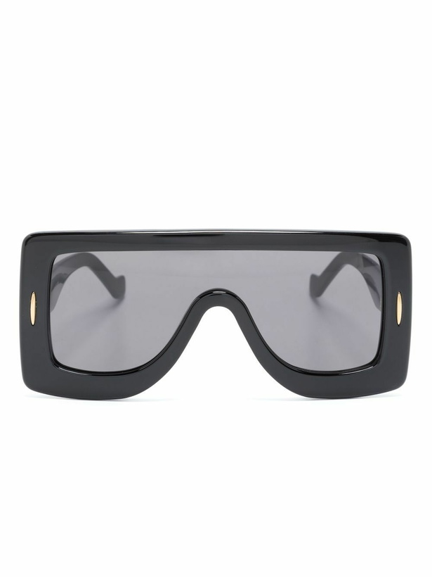 Photo: LOEWE EYEWEAR Black Oversize-Frame Tinted Sunglasses