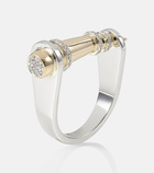 Rainbow K Horn 14kt white and yellow gold ring with diamonds