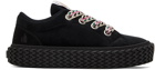Lanvin Black Velvet Curbies Sneakers
