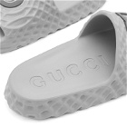 Gucci Men's Interlocking Logo Ripple Sole Slide in Grey Sky