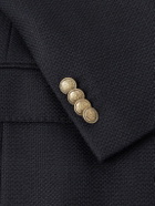 Caruso - Aida Double-Breasted Wool-Basketweave Blazer - Blue