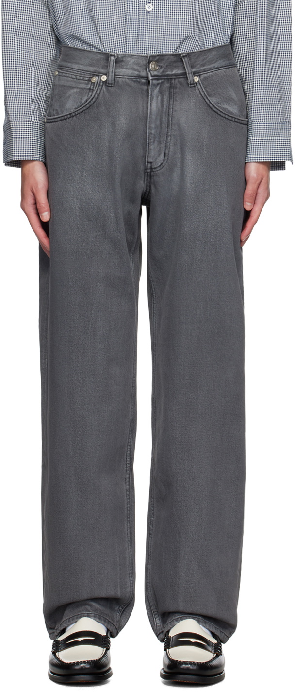 AFTER PRAY Gray Coated Wide Jeans