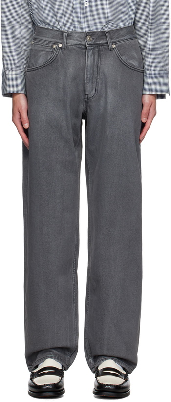 Photo: AFTER PRAY Gray Coated Wide Jeans