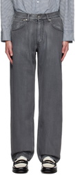 AFTER PRAY Gray Coated Wide Jeans