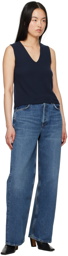 AGOLDE Navy Low Slung Baggy Jeans