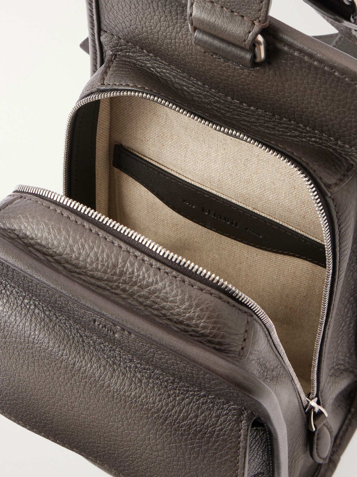 Berluti - Périple Logo-Debossed Scritto Full-Grain Leather Pouch - Gray