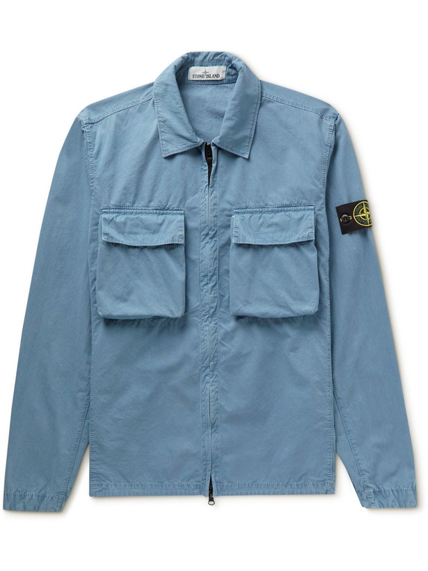 Photo: Stone Island - Logo-Appliquéd Brushed-Cotton Jacket - Blue