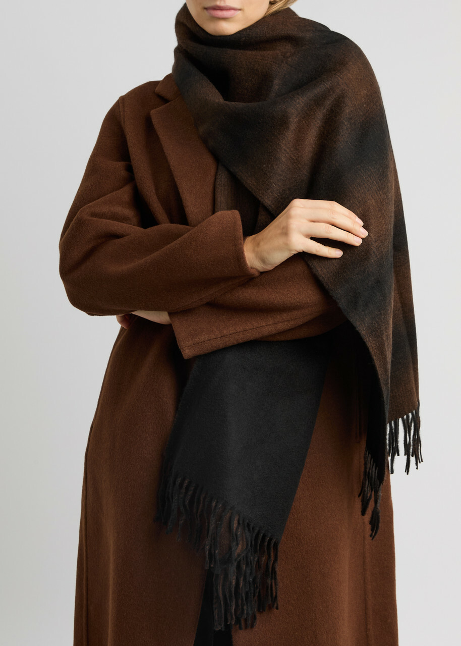 Vince Shadow Plaid Cashmere Scarf - Brown - One Size