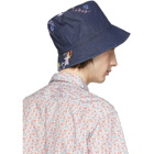 Engineered Garments Indigo Denim Floral Bucket Hat