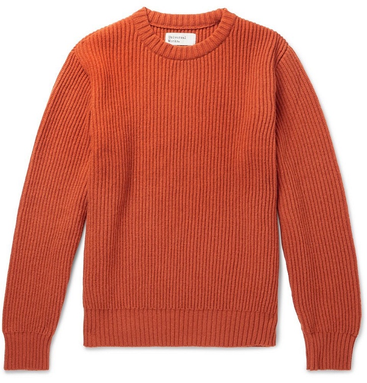 Photo: Universal Works - Ribbed Wool-Blend Sweater - Orange