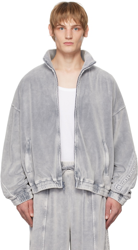Photo: Alexander Wang Gray Embossed Logo Track Jacket