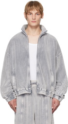 Alexander Wang Gray Embossed Logo Track Jacket