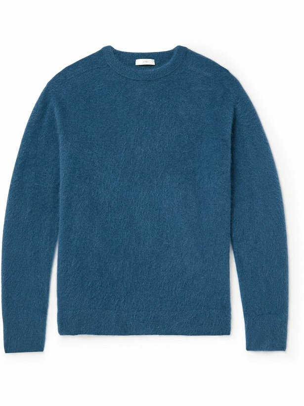 Photo: ATON - Garment-Dyed Brushed-Cashmere Sweater - Blue