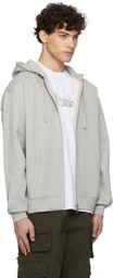 Dime Gray Cursive Small Logo Zip Hoodie