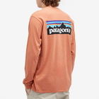 Patagonia Men's Long Sleeve P-6 Logo Responsibili-T-Shirt in Redtail Rust