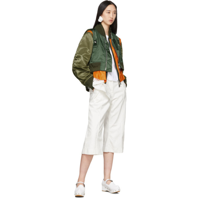 Sacai Khaki Combo MA-1 Bomber Jacket Sacai