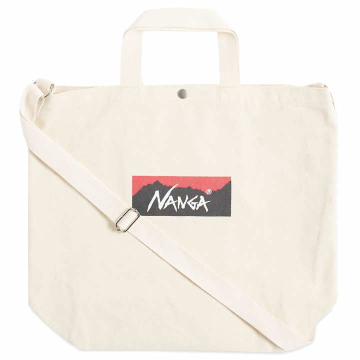 Photo: Nanga Men's Logo 2 Way Canvas Tote in Natural 