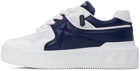 Valentino Garavani White & Navy One Stud XL Low-Top Sneakers