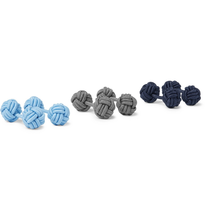 Photo: Charvet - Set of Three Knotted Cufflinks - Blue
