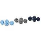 Charvet - Set of Three Knotted Cufflinks - Blue