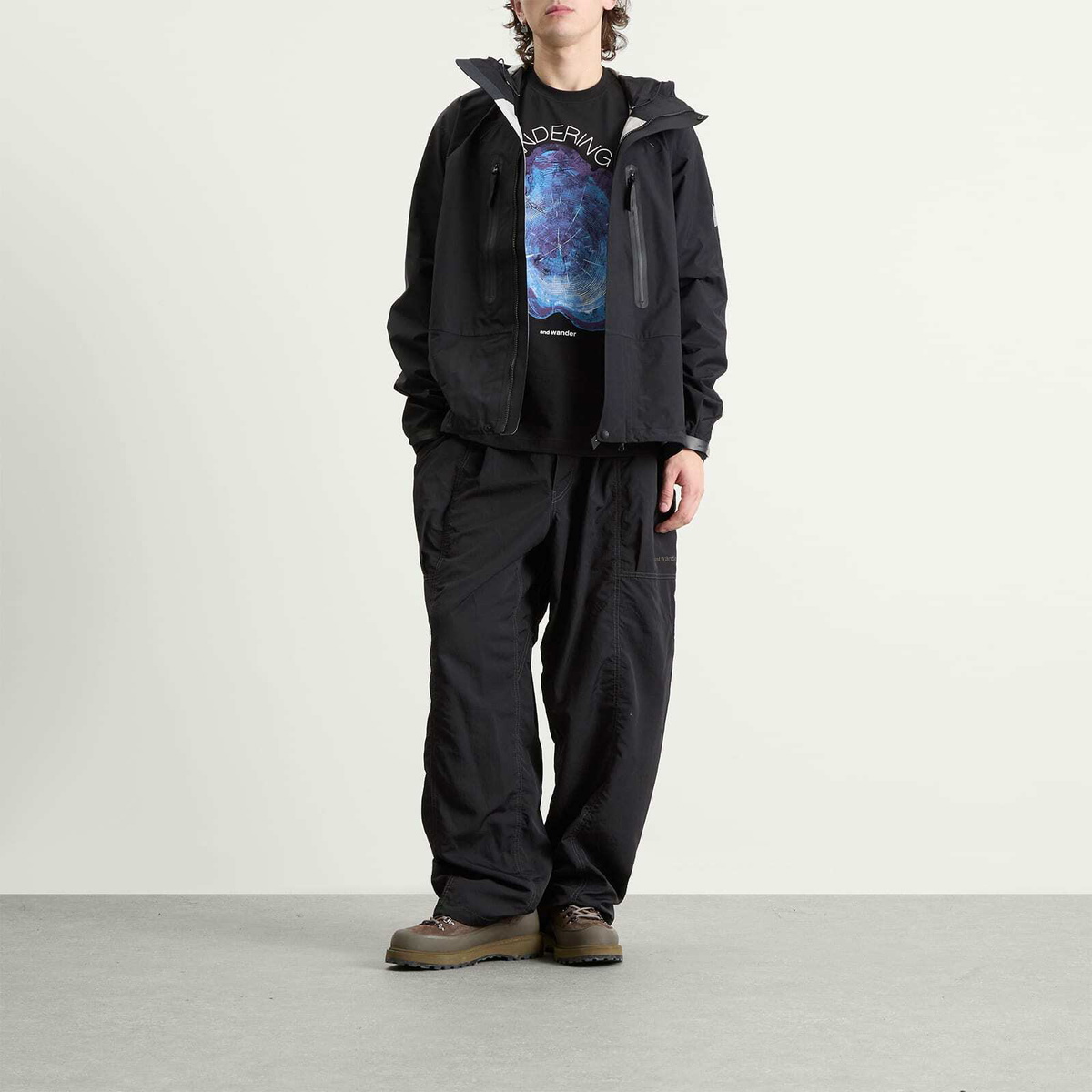 and wander Men's Wandering Printed T-Shirt in Black