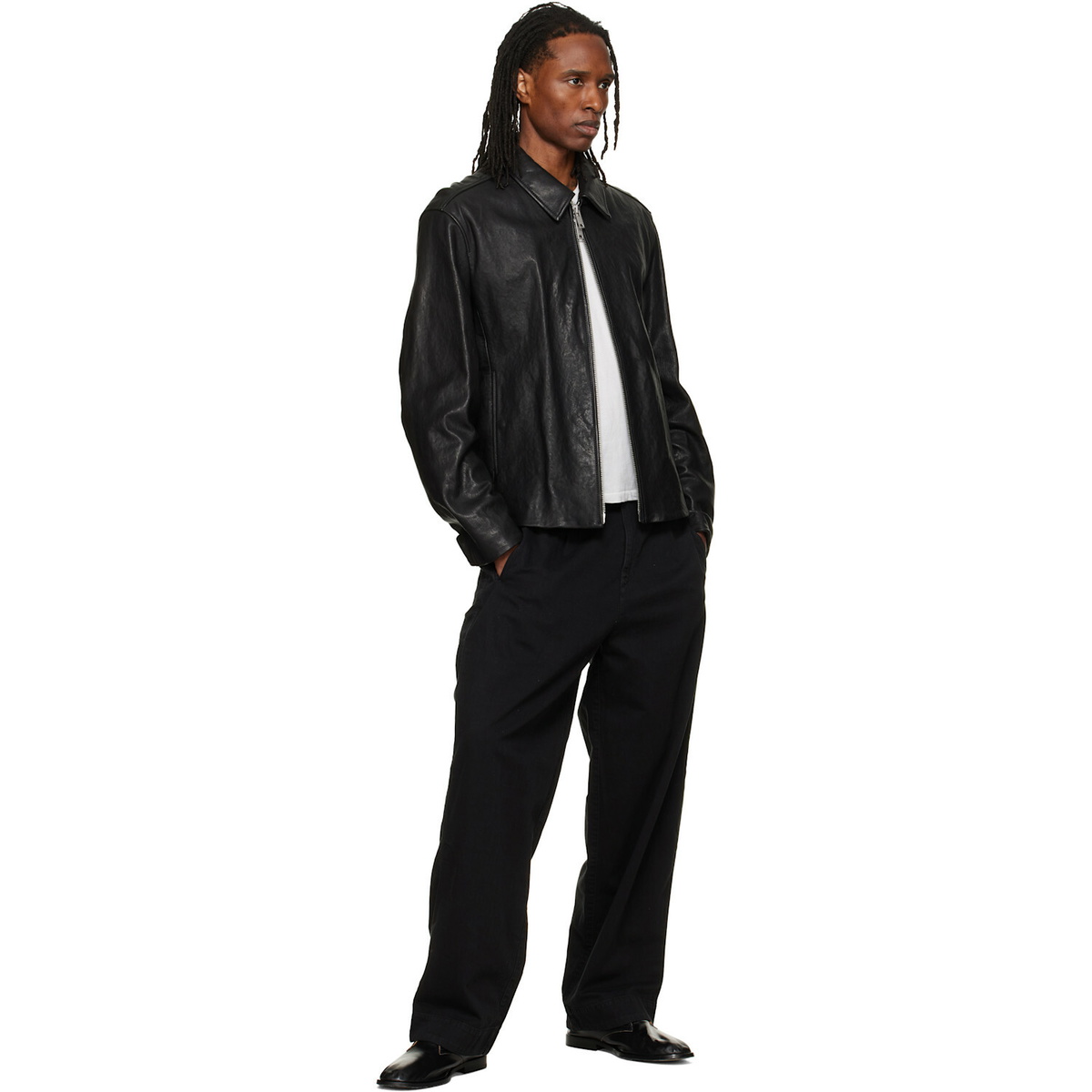 Hugo Black Regular-Fit Nappa Leather Jacket