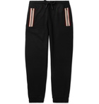 Burberry - Tapered Webbing-Trimmed Loopback Cotton-Jersey Track Pants - Black