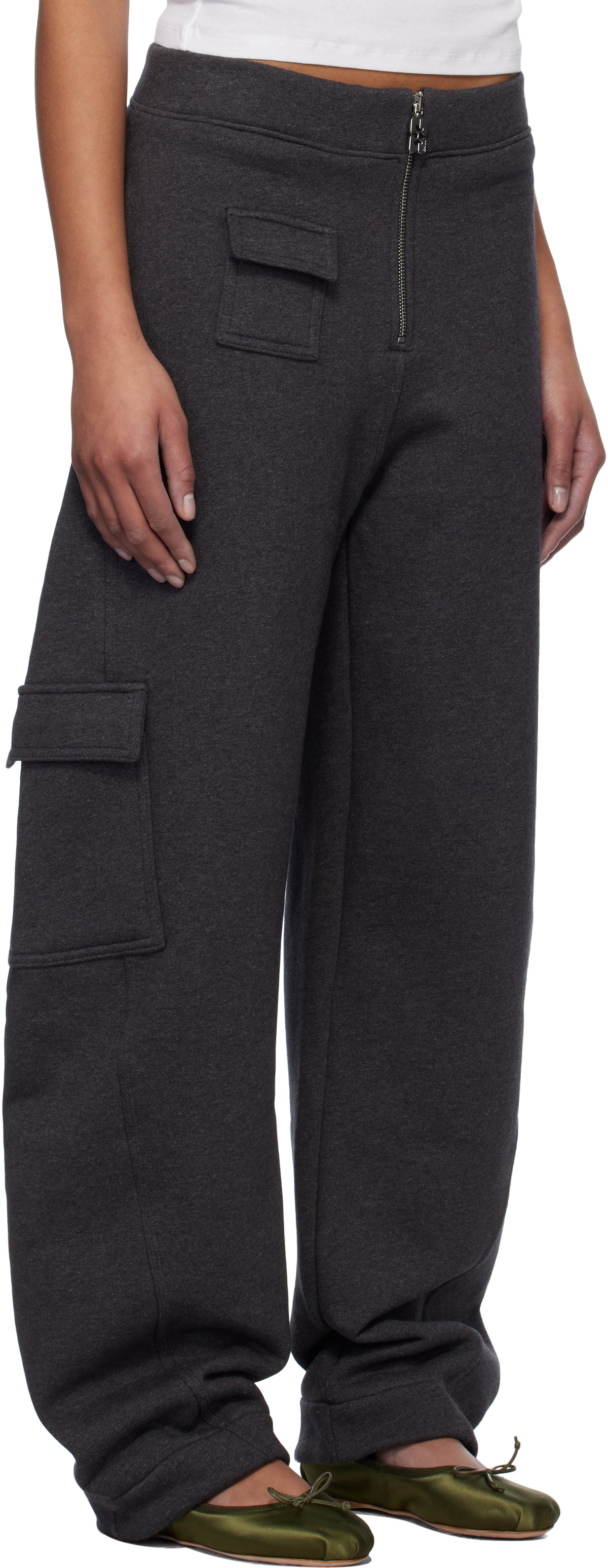 GANNI Gray Heavy Fleece Cargo Lounge Pants