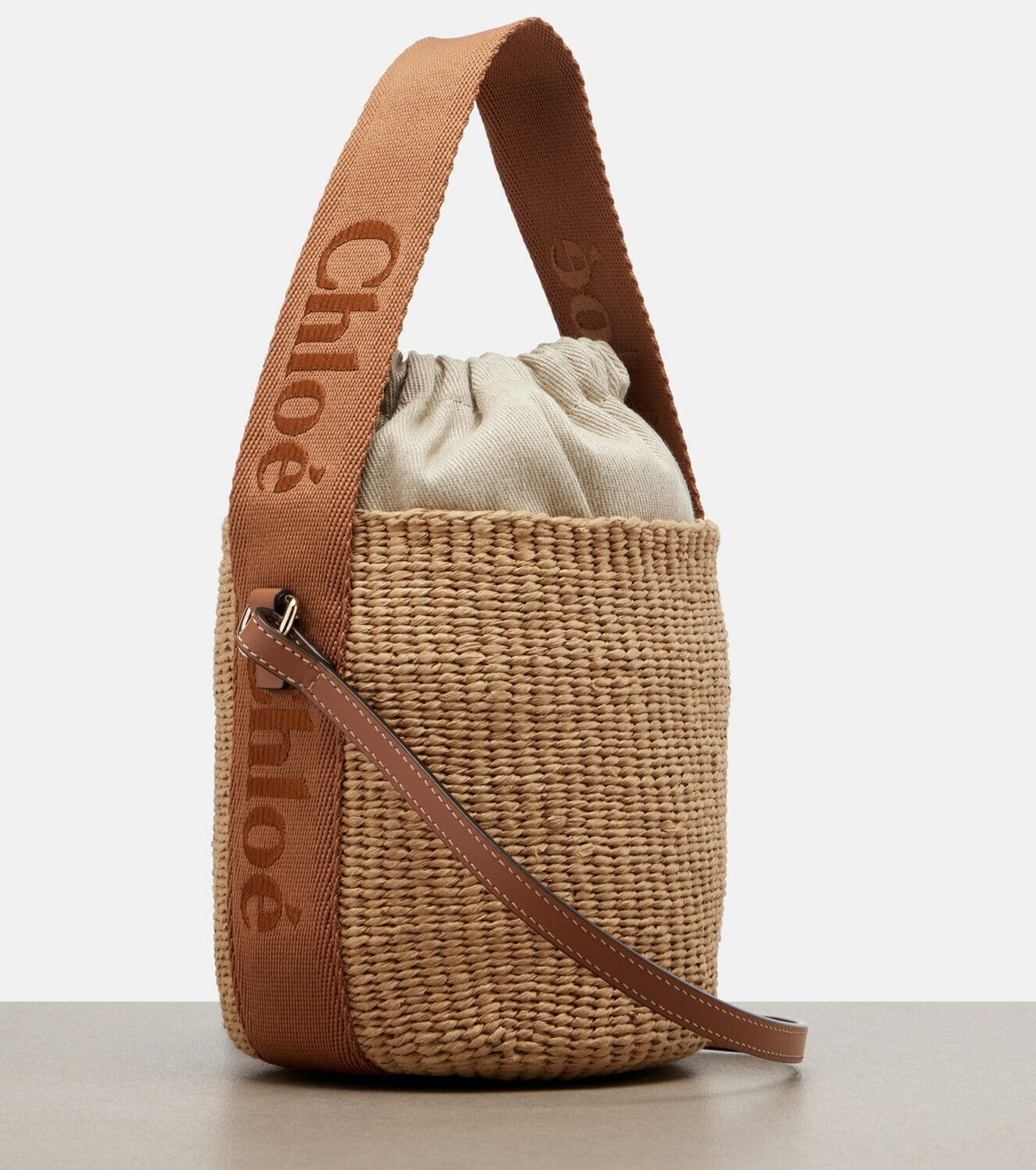 Chloé Woody Small raffia bucket bag