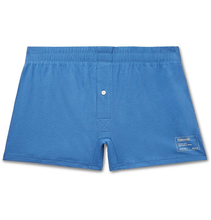 Photo: Entireworld - Slim-Fit Organic Cotton-Jersey Boxer Shorts - Blue