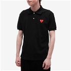 Comme des Garçons Play Men's Red Heart Polo Shirt in Black/Red