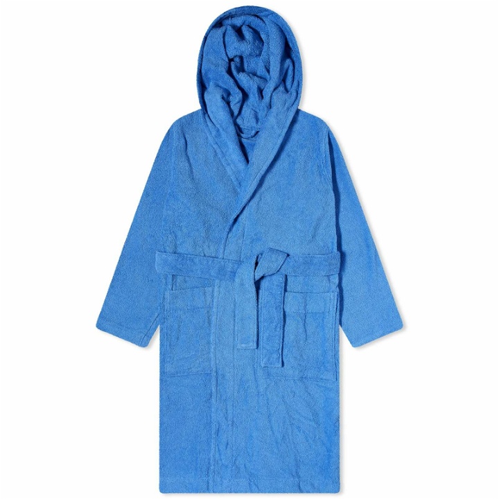 Photo: Tekla Fabrics Tekla Terry Hooded Bathrobe in Clear Blue