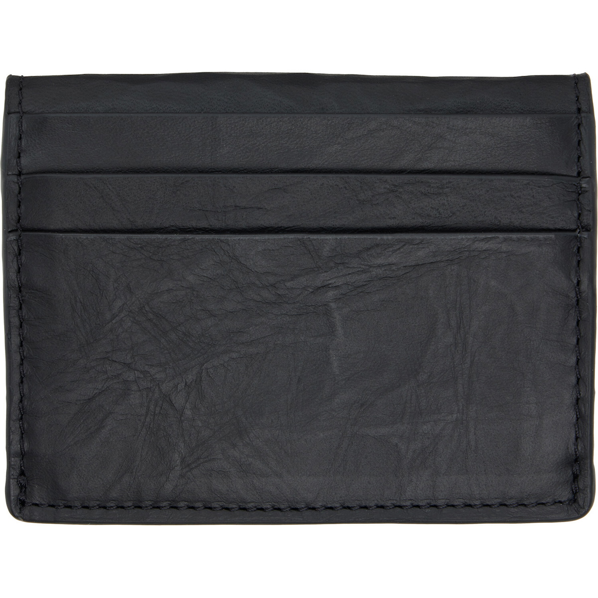 Y-3 Black Crinkled Leather Card Holder