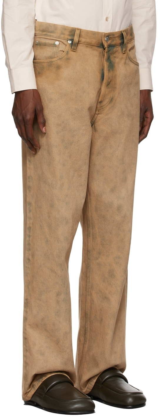 Dries Van Noten Beige Snow Washed Pleated Denim Jeans Dries Van Noten