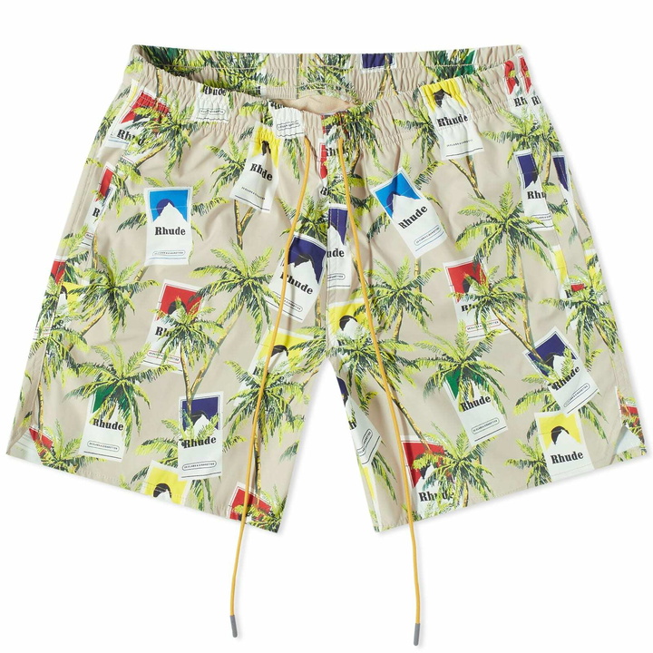 Photo: Rhude Men's Cigarette Swim Short in Tan/Multi