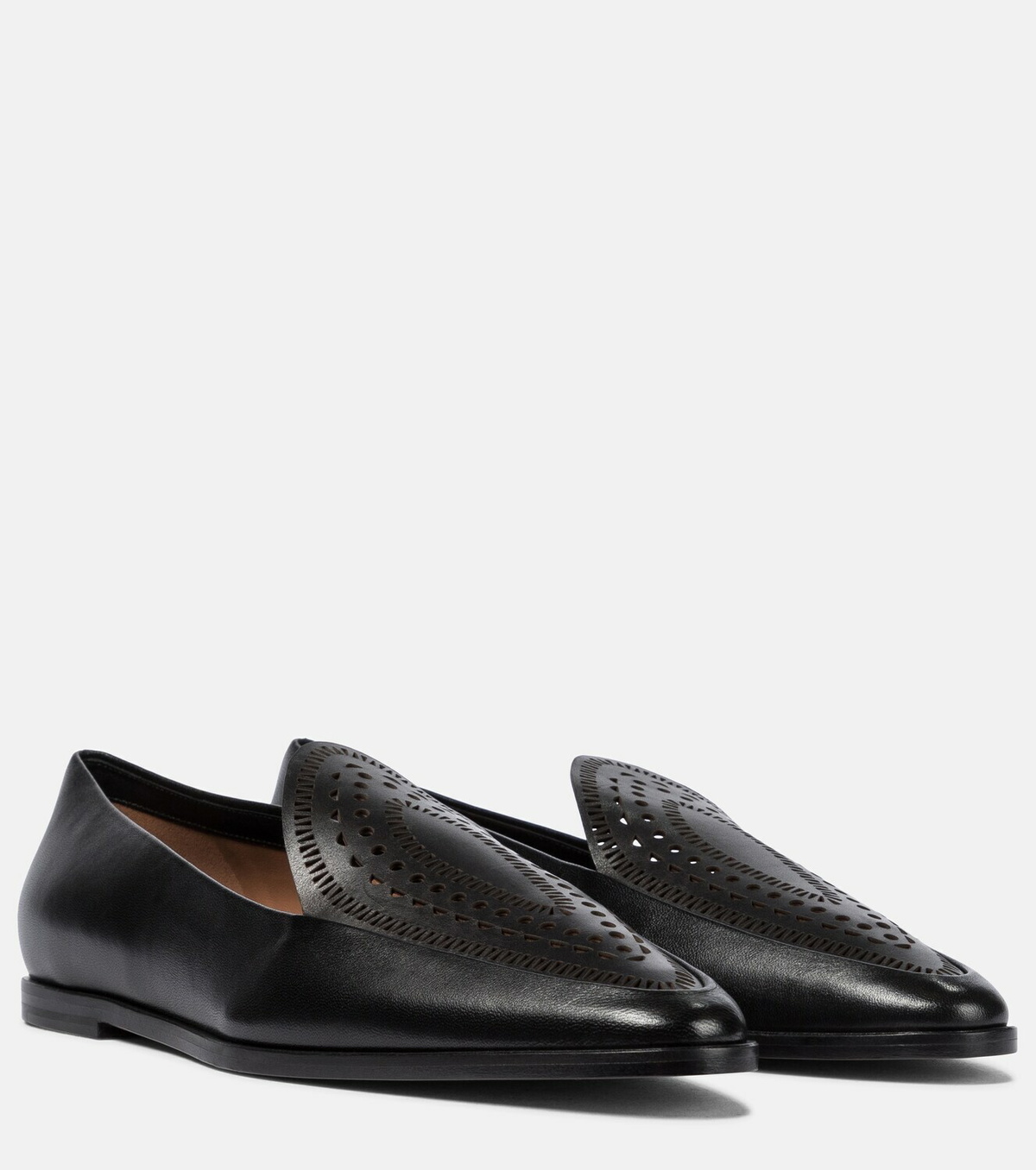ALAIA 25S SQUARE TOE LOAFER IN BROWN CALFSKIN