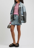 Rotate Sunday Panelled Bleached Denim Mini Skirt