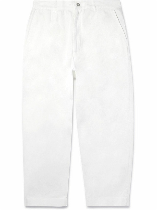 Photo: Giorgio Armani - Straight-Leg Pleated Cotton-Blend Twill Trousers - White