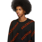 Balenciaga Black and Red Wool Allover Logo Sweater