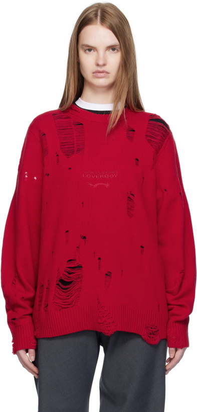 Photo: Charles Jeffrey LOVERBOY Red Distressed Logo Sweater