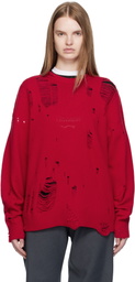 Charles Jeffrey LOVERBOY Red Distressed Logo Sweater