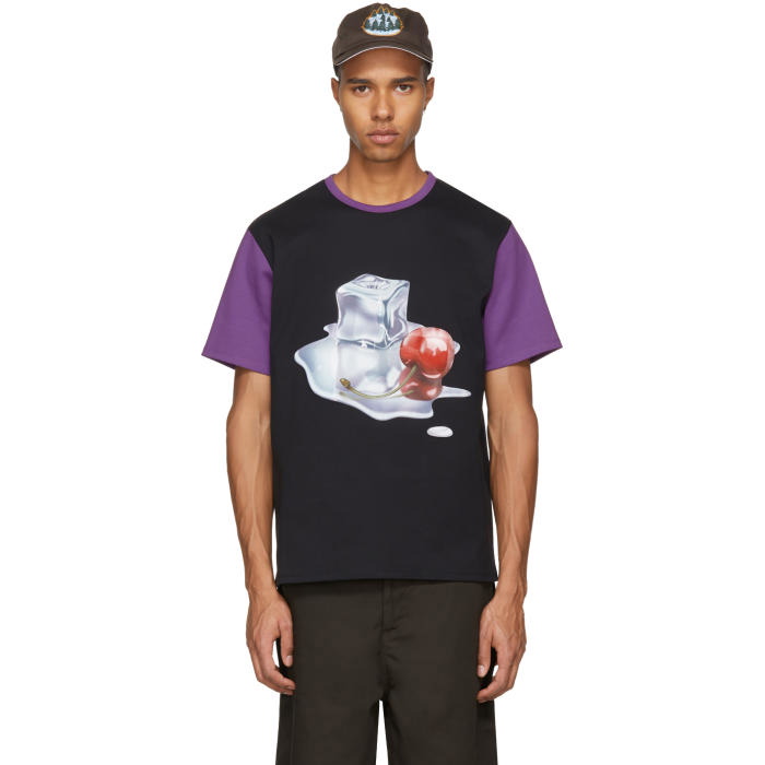 Photo: Acne Studios Black and Purple Spilled Cocktail Nite T-Shirt