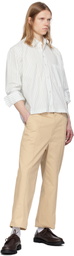 Camiel Fortgens White & Green Striped Basic Shirt