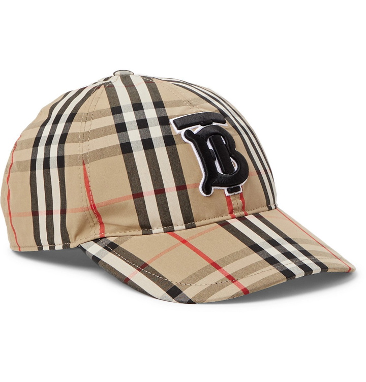 Photo: BURBERRY - Logo-Embroidered Checked Cotton Oxford Baseball Cap - Neutrals