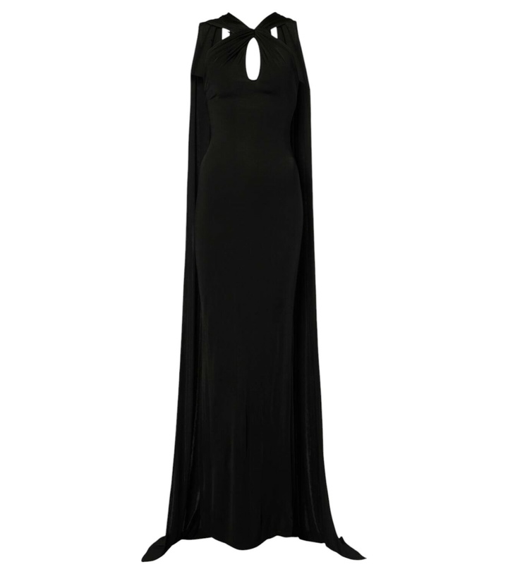 Photo: The New Arrivals Ilkyaz Ozel Cutout caped halterneck gown