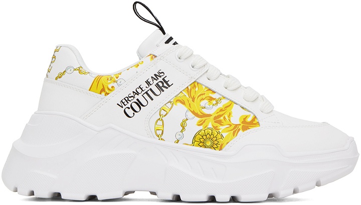 Photo: Versace Jeans Couture White & Gold Speedtrack Sneakers