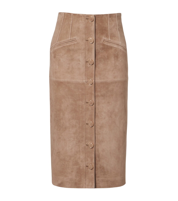 Photo: Veronica Beard Callisian suede midi skirt
